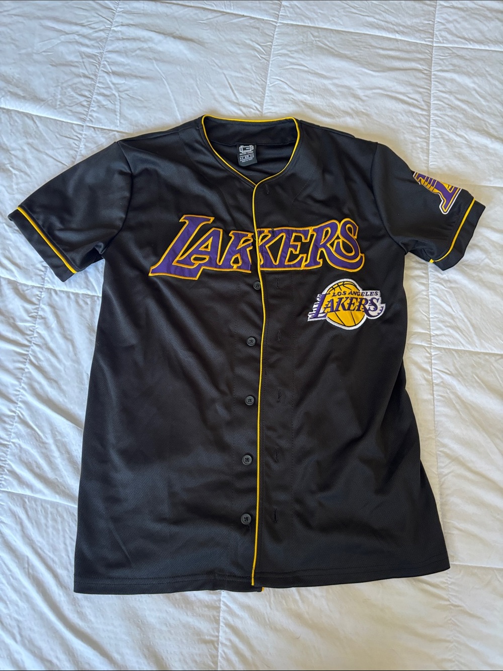 Los Angeles Lakers Black & Purple Button-Front Jersey Shirt